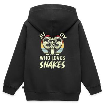 Le garçon aime le serpent cobra serpent boa - Sweat Premium à capuche zippé enfant bio - noir - Dos - AI Model Kid Male (0cm)