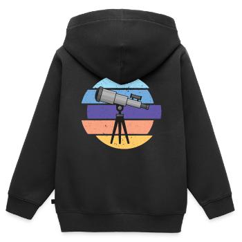 Teleskop Astronom Galaxy Milchstraße - Kinder Premium Organic Zip Hoodie - Schwarz - Hinten - AI Model Kid Male (0cm)