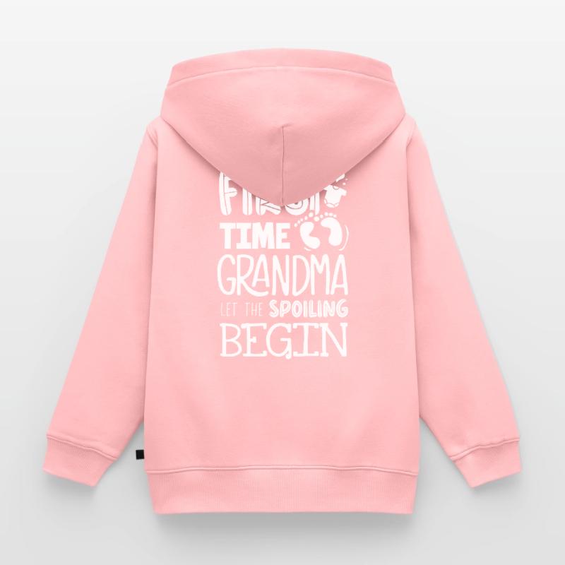 Grandma for the first time Kids Premium Organic Zip-up Hoodie