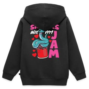 Serpent Serpent Serpent Les Serpents Sont Ma Confiture - Sweat Premium à capuche zippé enfant bio - noir - Dos - AI Model Kid Male (0cm)