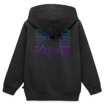Reiten Pferdesport Reiterin - Kinder Premium Organic Zip Hoodie - Schwarz - Hinten - AI Model Kid Male (0cm)