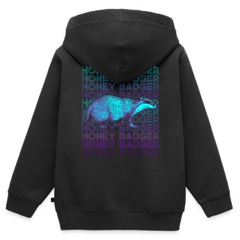 Honigdachs Retro - Kinder Premium Organic Zip Hoodie - Schwarz - Hinten - AI Model Kid Male (0cm)