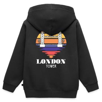 London Tower Bridge Royaume-Uni Angleterre Tamise - Sweat Premium à capuche zippé enfant bio - noir - Dos - AI Model Kid Male (0cm)