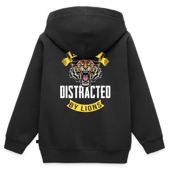 Tiger und Löwen Afrika Savanne - Kinder Premium Organic Zip Hoodie - Schwarz - Hinten - AI Model Kid Male (0cm)