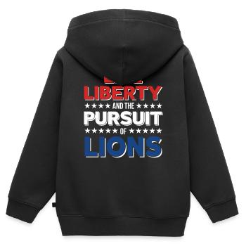 Lions Happiness Safari Afrique Savannah - Sweat Premium à capuche zippé enfant bio - noir - Dos - AI Model Kid Male (0cm)