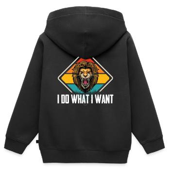 Löwengesicht Safari Mähne Savanne Afrika - Kinder Premium Organic Zip Hoodie - Schwarz - Hinten - AI Model Kid Male (0cm)