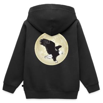 Adler Wildtiere Falknerei Raubvögel Mond - Kinder Premium Organic Zip Hoodie - Schwarz - Hinten - AI Model Kid Male (0cm)
