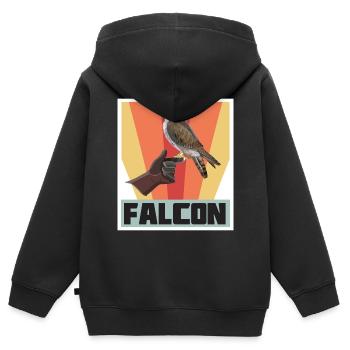 Faucons Fauconneries et aigles Faune - Sweat Premium à capuche zippé enfant bio - noir - Dos - AI Model Kid Male (0cm)
