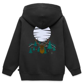 Hirsch Mond Geweih mit Hirschgeweih - Kinder Premium Organic Zip Hoodie - Schwarz - Hinten - AI Model Kid Male (0cm)