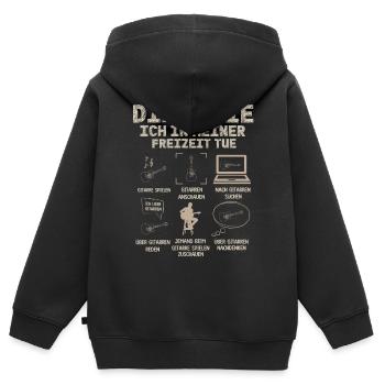 Guitariste, guitariste, guitariste - Sweat Premium à capuche zippé enfant bio - noir - Dos - AI Model Kid Male (0cm)