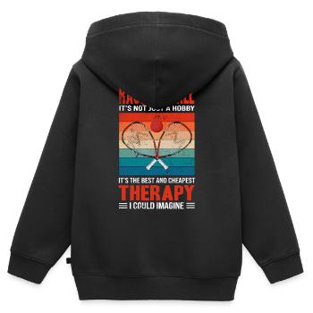 It's the best and cheapest Therapy Racquetball - Kinder Premium Organic Zip Hoodie - Schwarz - Hinten - AI Model Kid Male (0cm)