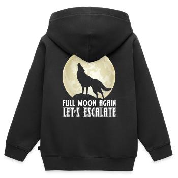 Wolf Vollmond Eskalation Rudel Wölfe - Kinder Premium Organic Zip Hoodie - Schwarz - Hinten - AI Model Kid Male (0cm)