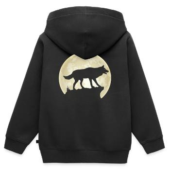 Vollmond Wolf Rudel Wolfsrudel - Kinder Premium Organic Zip Hoodie - Schwarz - Hinten - AI Model Kid Male (0cm)