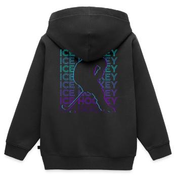 Eishockeyspieler Retro - Kinder Premium Organic Zip Hoodie - Schwarz - Hinten - AI Model Kid Male (0cm)