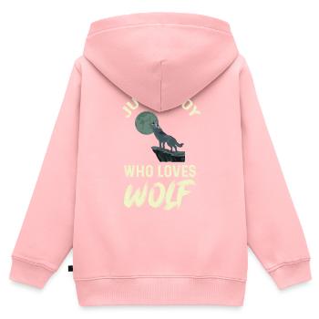 Boy loves wolves full moon wolf pack - Kids Premium Organic Zip-up Hoodie - rose - Back - AI Model Kid Female (0cm)