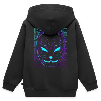 Kitsune Maske Fuchs Maske Japanische Maske Retro - Kinder Premium Organic Zip Hoodie - Schwarz - Hinten - AI Model Kid Male (0cm)