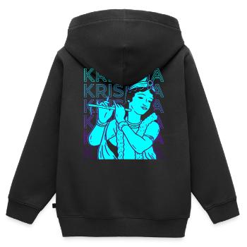 Krishna Dieu hindou Mythologie hindoue Vieux hindou - Sweat Premium à capuche zippé enfant bio - noir - Dos - AI Model Kid Male (0cm)
