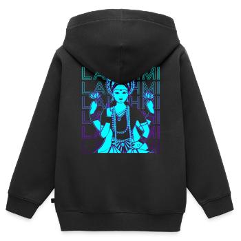 Lakshmi Déesse hindoue Mythologie hindoue - Sweat Premium à capuche zippé enfant bio - noir - Dos - AI Model Kid Male (0cm)
