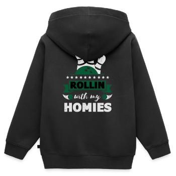 Rollin avec mon cadeau homies Retro Bowling - Sweat Premium à capuche zippé enfant bio - noir - Dos - AI Model Kid Male (0cm)