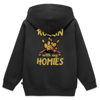 Rollin avec mon cadeau homies Retro Bowling - Sweat Premium à capuche zippé enfant bio - noir - Dos - AI Model Kid Male (0cm)