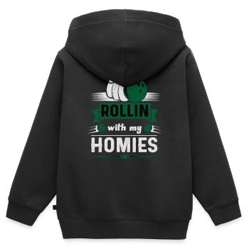 Rollin avec mon cadeau homies Retro Bowling - Sweat Premium à capuche zippé enfant bio - noir - Dos - AI Model Kid Male (0cm)