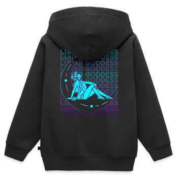 Déesse de la Lune Wicca Pagan Retro - Sweat Premium à capuche zippé enfant bio - noir - Dos - AI Model Kid Male (0cm)