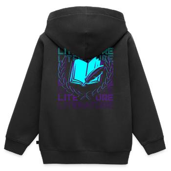 Literatur Englisch Bücher Literarische Retro - Kinder Premium Organic Zip Hoodie - Schwarz - Hinten - AI Model Kid Male (0cm)