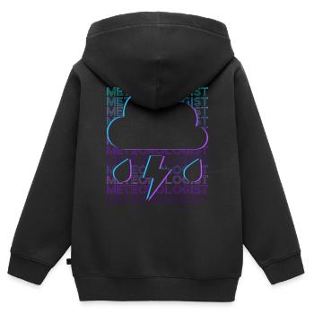 Météorologue Météo Météo Grenouille Retro - Sweat Premium à capuche zippé enfant bio - noir - Dos - AI Model Kid Male (0cm)