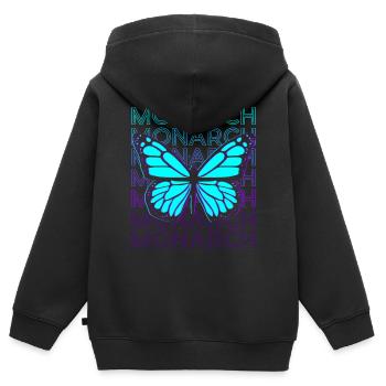 Monarque Papillon Rétro - Sweat Premium à capuche zippé enfant bio - noir - Dos - AI Model Kid Male (0cm)