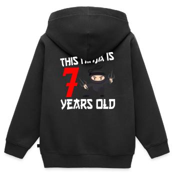 Ninja Ninjutsu Judo Katana Enfants Shuriken Guerrier - Sweat Premium à capuche zippé enfant bio - noir - Dos - AI Model Kid Male (0cm)