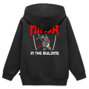 Ninja Cadeau Karaté Ninjutsu Judo Samouraï Japon - Sweat Premium à capuche zippé enfant bio - noir - Dos - AI Model Kid Male (0cm)