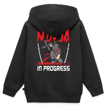 Ninja - Sweat Premium à capuche zippé enfant bio - noir - Dos - AI Model Kid Male (0cm)