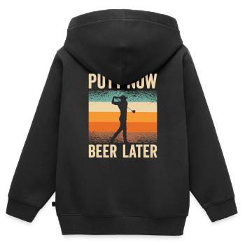 Golf Golfeur Balle de golf Golfeurs Clubs de golf - Sweat Premium à capuche zippé enfant bio - noir - Dos - AI Model Kid Male (0cm)