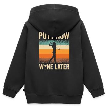 Golf Golfeur Balle de golf Golfeurs Clubs de golf - Sweat Premium à capuche zippé enfant bio - noir - Dos - AI Model Kid Male (0cm)