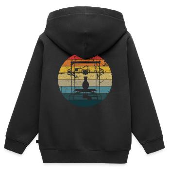 Imprimante 3D - Sweat Premium à capuche zippé enfant bio - noir - Dos - AI Model Kid Male (0cm)