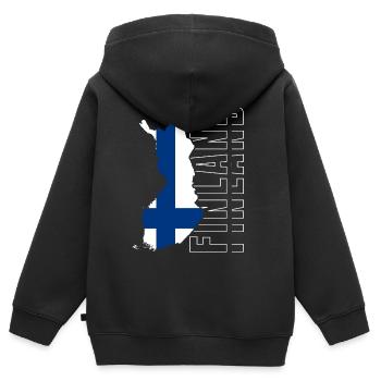 Finlande - Sweat Premium à capuche zippé enfant bio - noir - Dos - AI Model Kid Male (0cm)