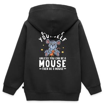 Souris Souris Cadeau Rat Rongeur Souris Souris Lousemaus - Sweat Premium à capuche zippé enfant bio - noir - Dos - AI Model Kid Male (0cm)