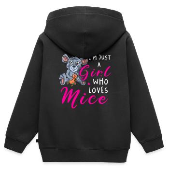 Souris Souris Cadeau Rat Rongeur Souris Souris Lousemaus - Sweat Premium à capuche zippé enfant bio - noir - Dos - AI Model Kid Male (0cm)