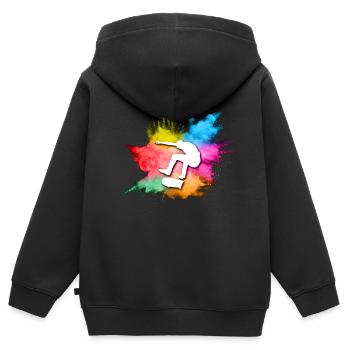 Skateboard Tshirt Skater Sk8 Sk8er Halfpipe Flip - Sweat Premium à capuche zippé enfant bio - noir - Dos - AI Model Kid Male (0cm)