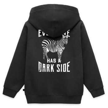 Zebra Gift Noir et Blanc Safari Savannah Steppe - Sweat Premium à capuche zippé enfant bio - noir - Dos - AI Model Kid Male (0cm)