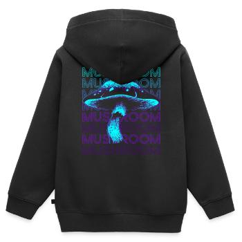 Pilze Pilze Retro - Kinder Premium Organic Zip Hoodie - Schwarz - Hinten - AI Model Kid Male (0cm)