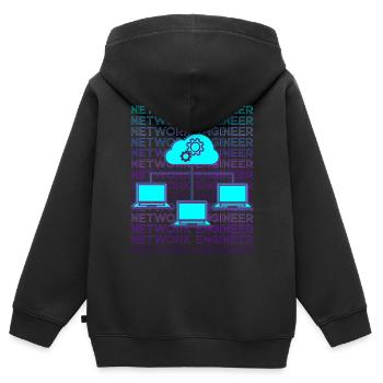 Ingénieur réseau Technologie réseau Retro - Sweat Premium à capuche zippé enfant bio - noir - Dos - AI Model Kid Male (0cm)