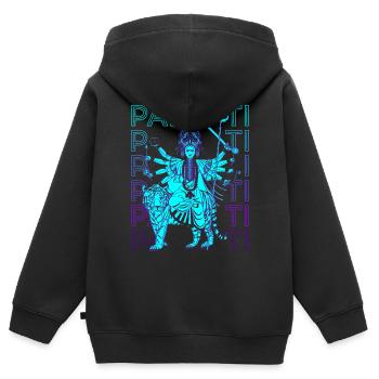 Parvati Déesse hindoue Mythologie hindoue - Sweat Premium à capuche zippé enfant bio - noir - Dos - AI Model Kid Male (0cm)