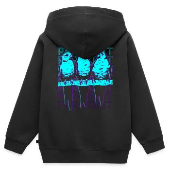 Sittich Retro - Kinder Premium Organic Zip Hoodie - Schwarz - Hinten - AI Model Kid Male (0cm)