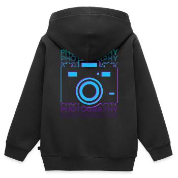 Fotografie Fotograf Kamera Retro - Kinder Premium Organic Zip Hoodie - Schwarz - Hinten - AI Model Kid Male (0cm)