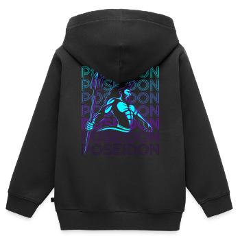 Poseidon Griechischer Gott Griechische Mythologie - Kinder Premium Organic Zip Hoodie - Schwarz - Hinten - AI Model Kid Male (0cm)
