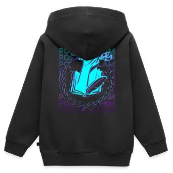 Poetry Slam Poetischer Dichter Retro - Kinder Premium Organic Zip Hoodie - Schwarz - Hinten - AI Model Kid Male (0cm)