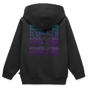 Power Triathlon Powerlifter Rétro - Sweat Premium à capuche zippé enfant bio - noir - Dos - AI Model Kid Male (0cm)