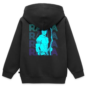 Rama Dieu hindou Mythologie hindoue Ancien hindou Retr - Sweat Premium à capuche zippé enfant bio - noir - Dos - AI Model Kid Male (0cm)