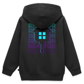 Makler Immobilienmakler Makler Retro - Kinder Premium Organic Zip Hoodie - Schwarz - Hinten - AI Model Kid Male (0cm)